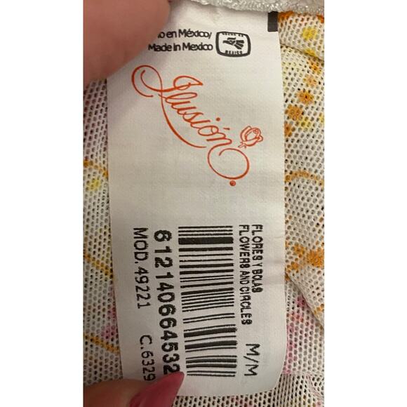 Ilusion Ruffle Bust 70s Floral Babydoll Slip Night Dress Adjustable Straps Med - Picture 6 of 7